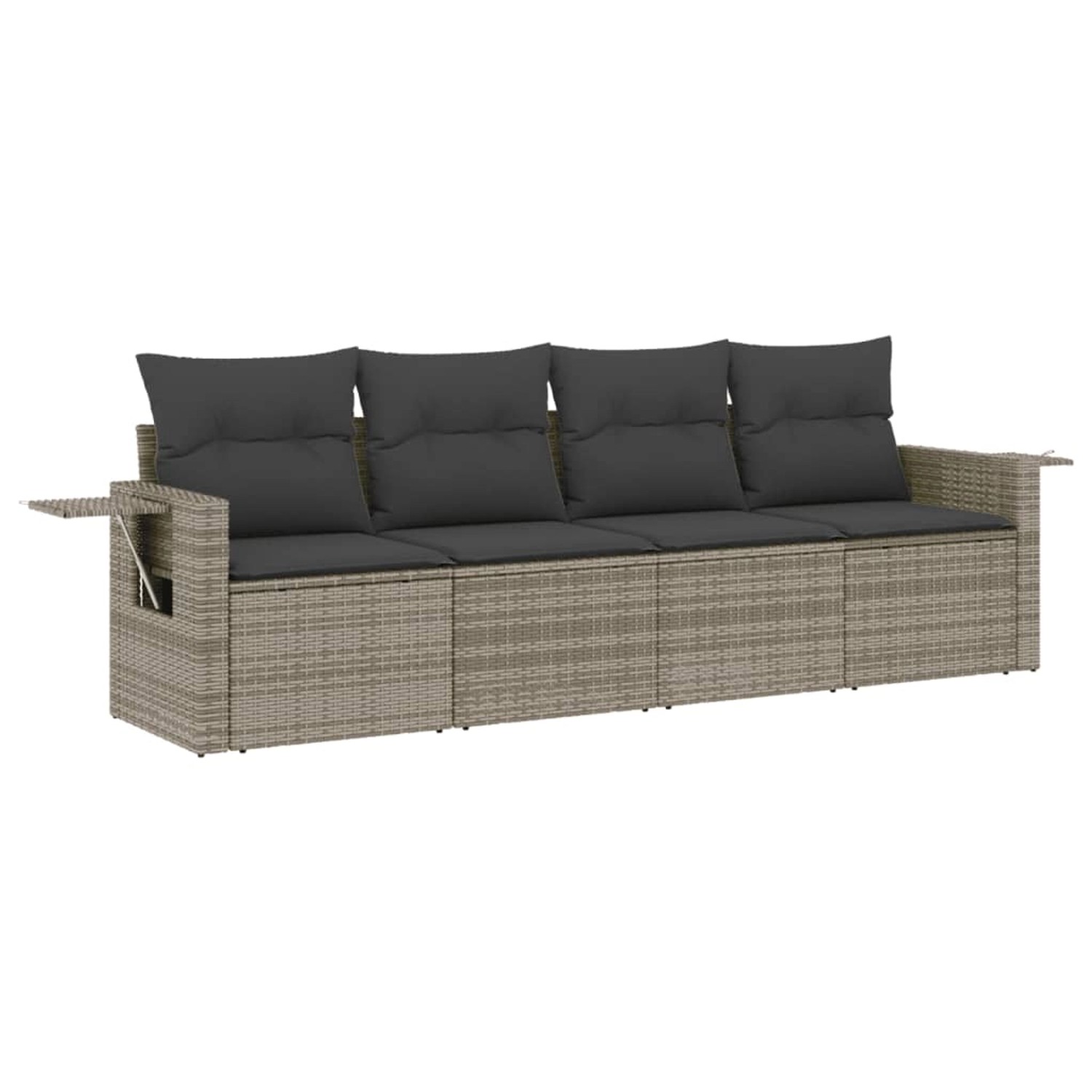 vidaXL 4-Tlg Garten-Sofagarnitur mit Kissen Grau Poly Rattan 3252217 günstig online kaufen
