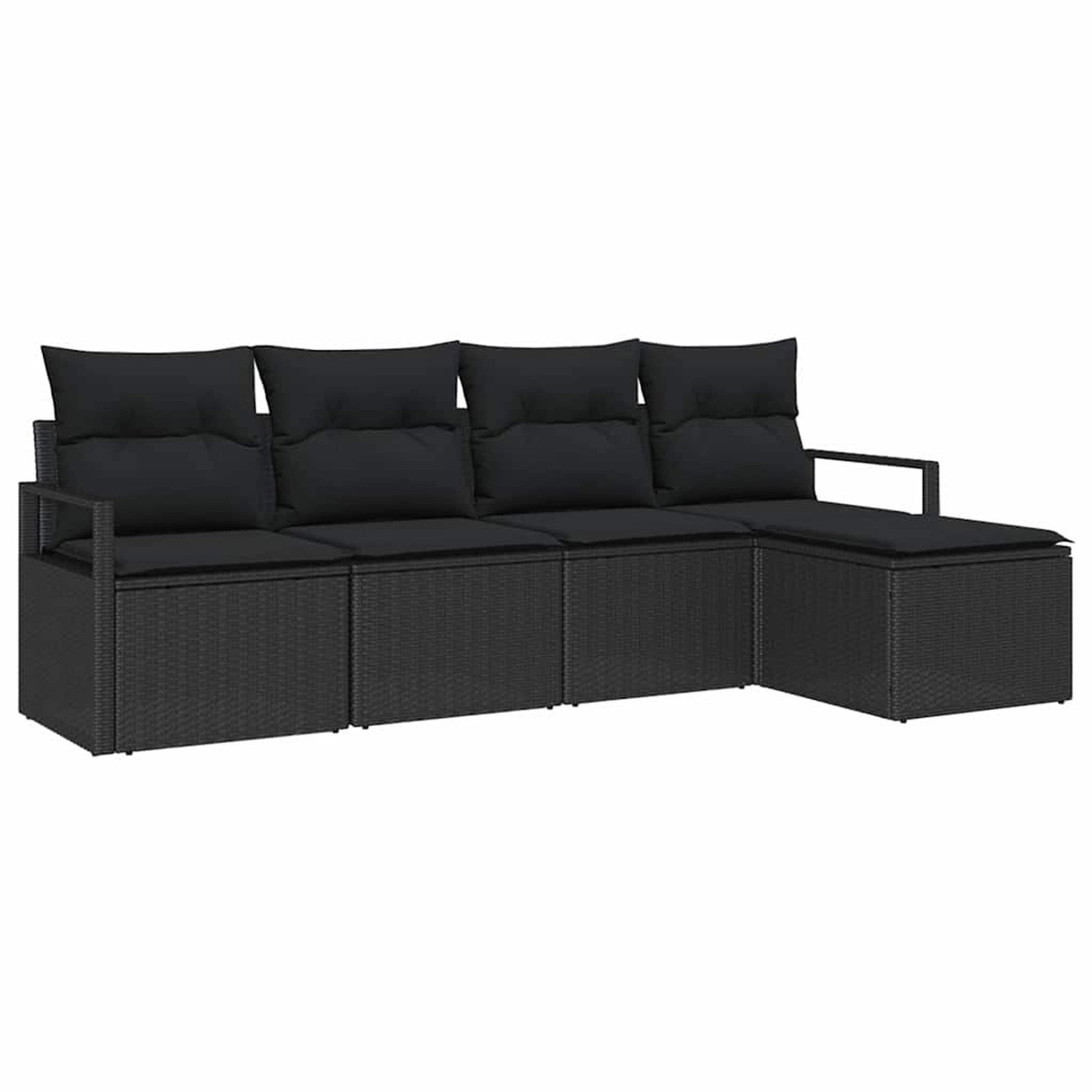 vidaXL Garten-Sofa-Set 5-Tlg Schwarz Poly Rattan 3346343 günstig online kaufen