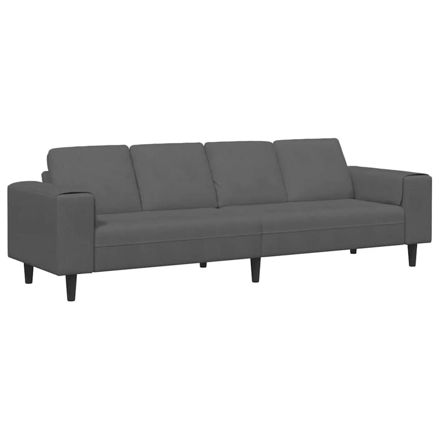 vidaXL Sofa mit Kissen Dunkelgrau 250 x 77 x 76 cm Cordstoff 3335101