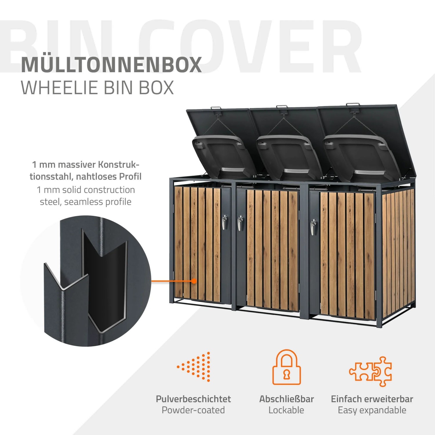 Schne Mlltonnenbox Fr 3 Tonnen 240 L Fotos