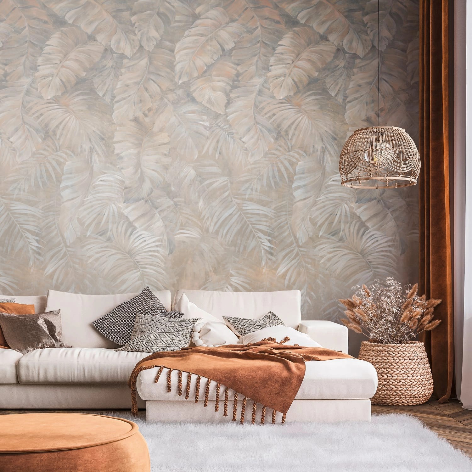 PROFHOME 392621-GU Fototapete Palmen Braun Beige Creme-Weiß Grau 1,59 m x 2 günstig online kaufen