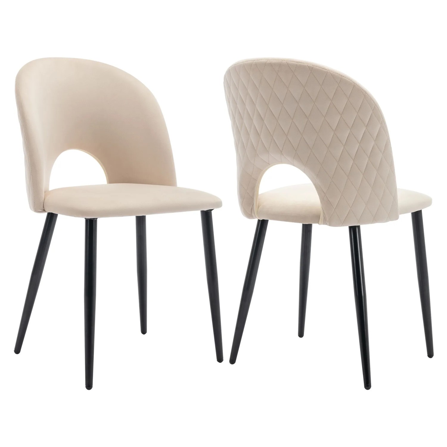 Merax Esszimmerstuhl 2Er Set Beige Samt Metallgestell