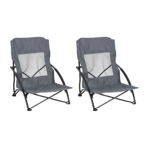 Relaxdays Strandstuhl 2er Set Metall Grau Faltbar 68 cm x 54 cm x 50 cm