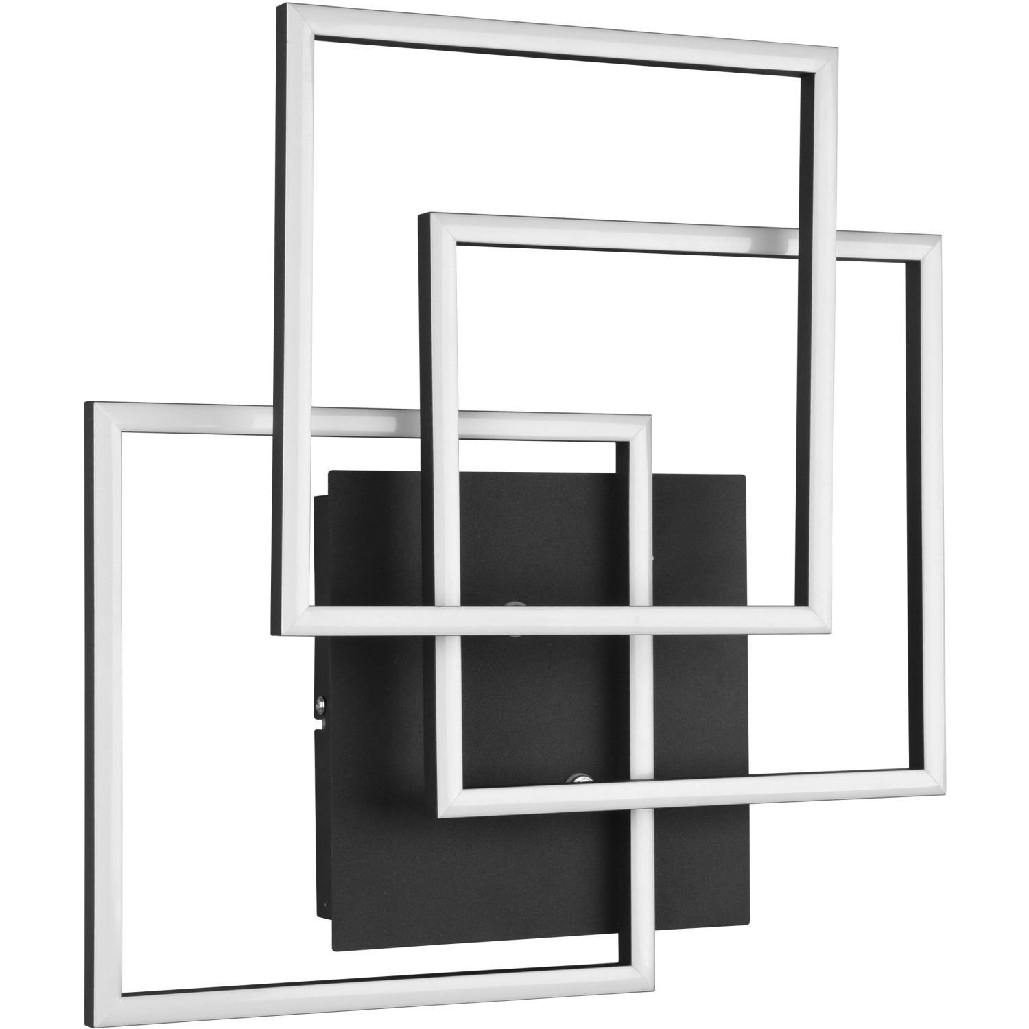 Moderne LED-Deckenleuchte Mobile, 28W, schwarz matt, mit verschachtelten Quadraten.
