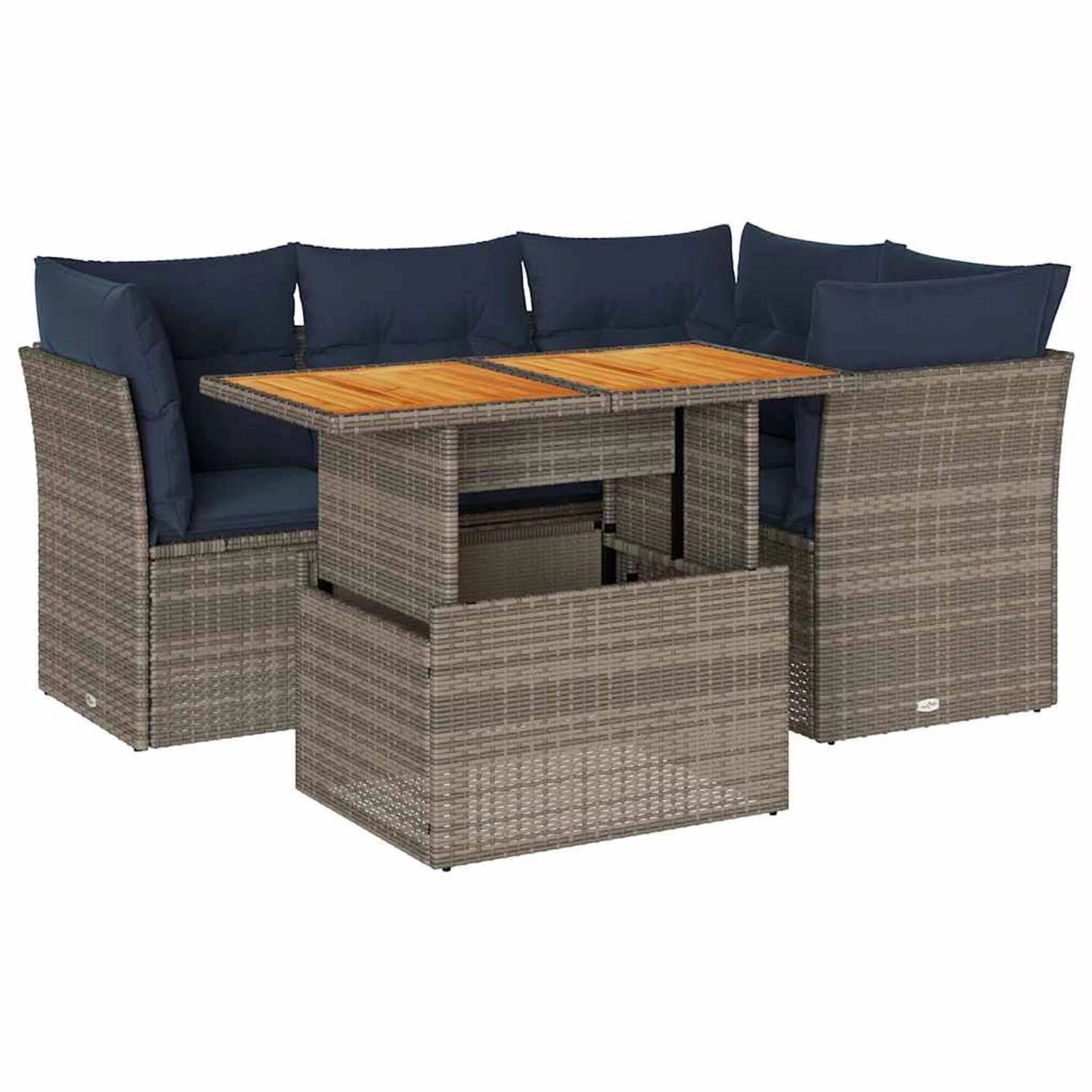 vidaXL 5-Tlg Garten-Sofagarnitur mit Kissen Grau Poly Rattan 3326924 günstig online kaufen