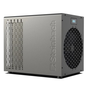 Steinbach Silent Mini Wärmepumpe 4 kW, graue Pool-Wärmepumpe mit Inverter-Technologie.