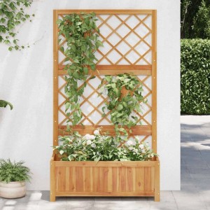 DELUKE Pflanzkasten Mit Spalier WELA Akazienholz Massiv 150x85x38cm Spalier Mit Blumenkasten Hochbeet Mit Rankgitter Rankkasten Gartenspalier