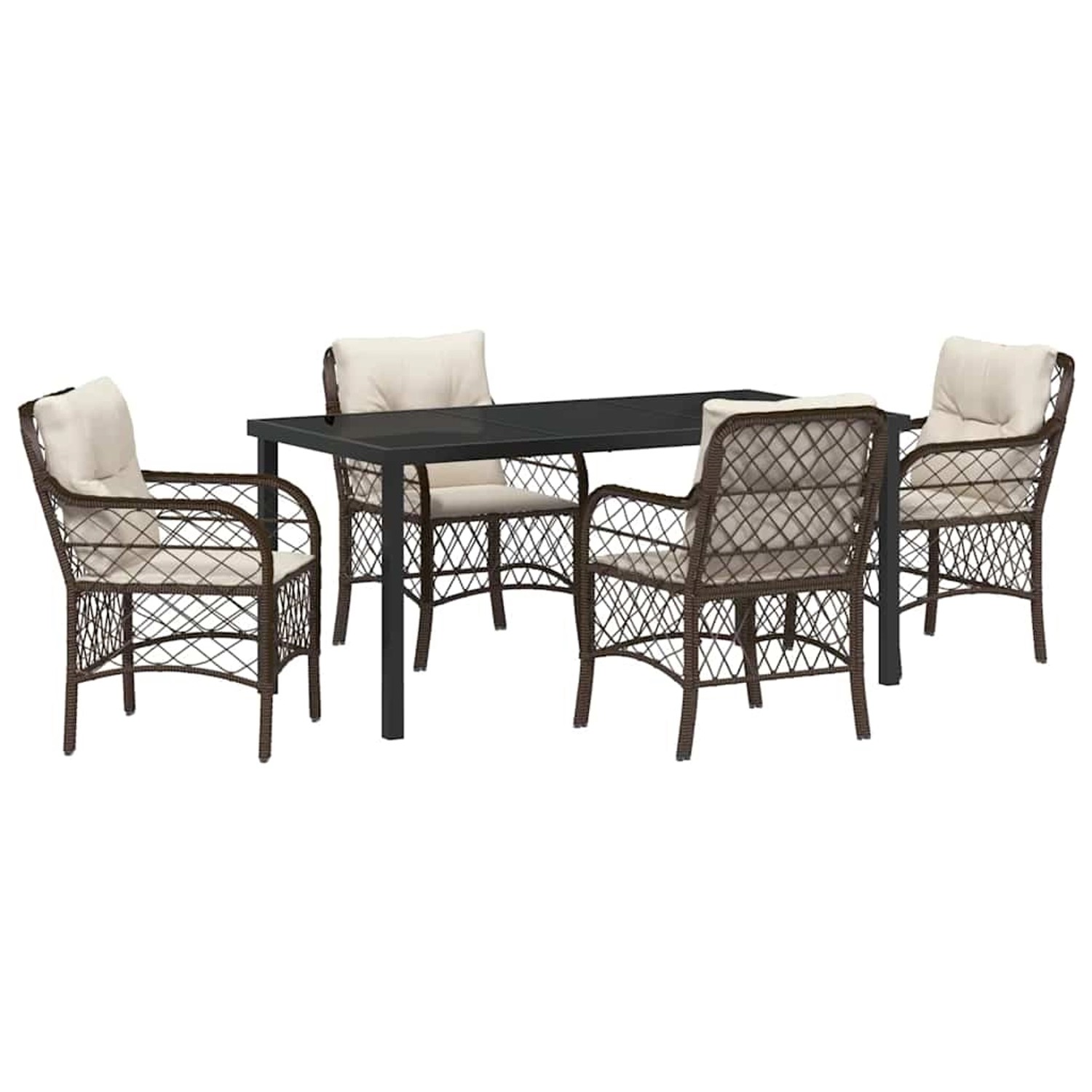 vidaXL Garten Essgruppe mit Kissen 5-Tlg Braun Poly Rattan 3380214 günstig online kaufen