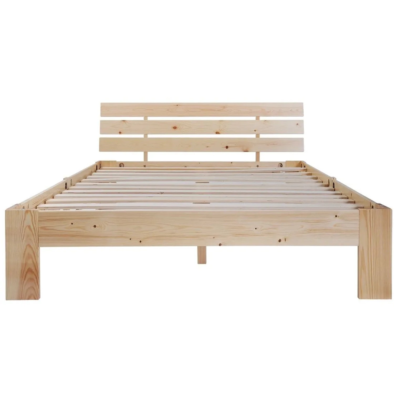 okwish Doppelbett 140x200cm mit Kopfteil Lattenrost Schlafzimmer Kiefer Natur ohne Matratze