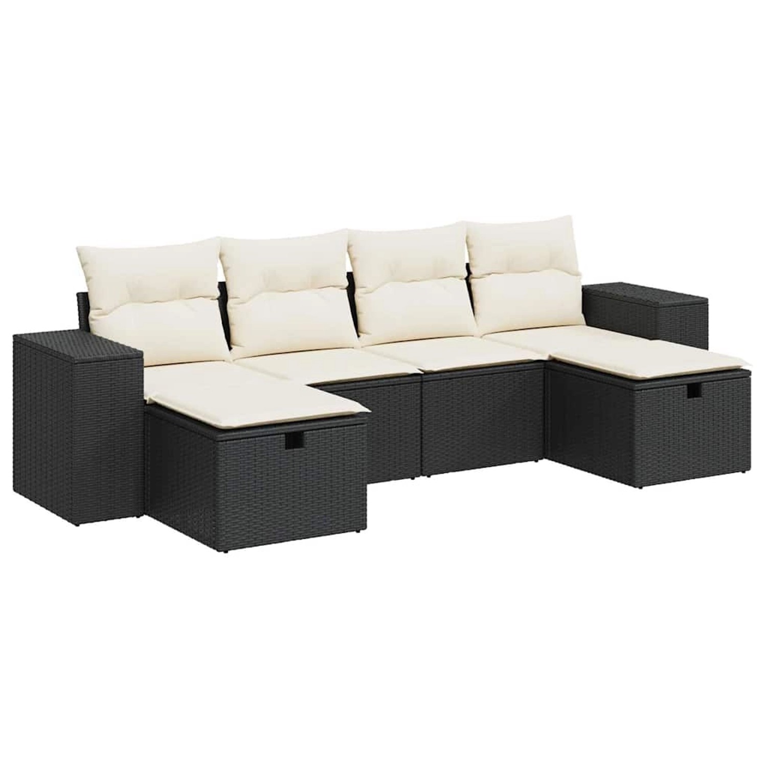 vidaXL 6-Tlg Garten-Sofagarnitur mit Kissen Schwarz Poly Rattan 3325722 günstig online kaufen