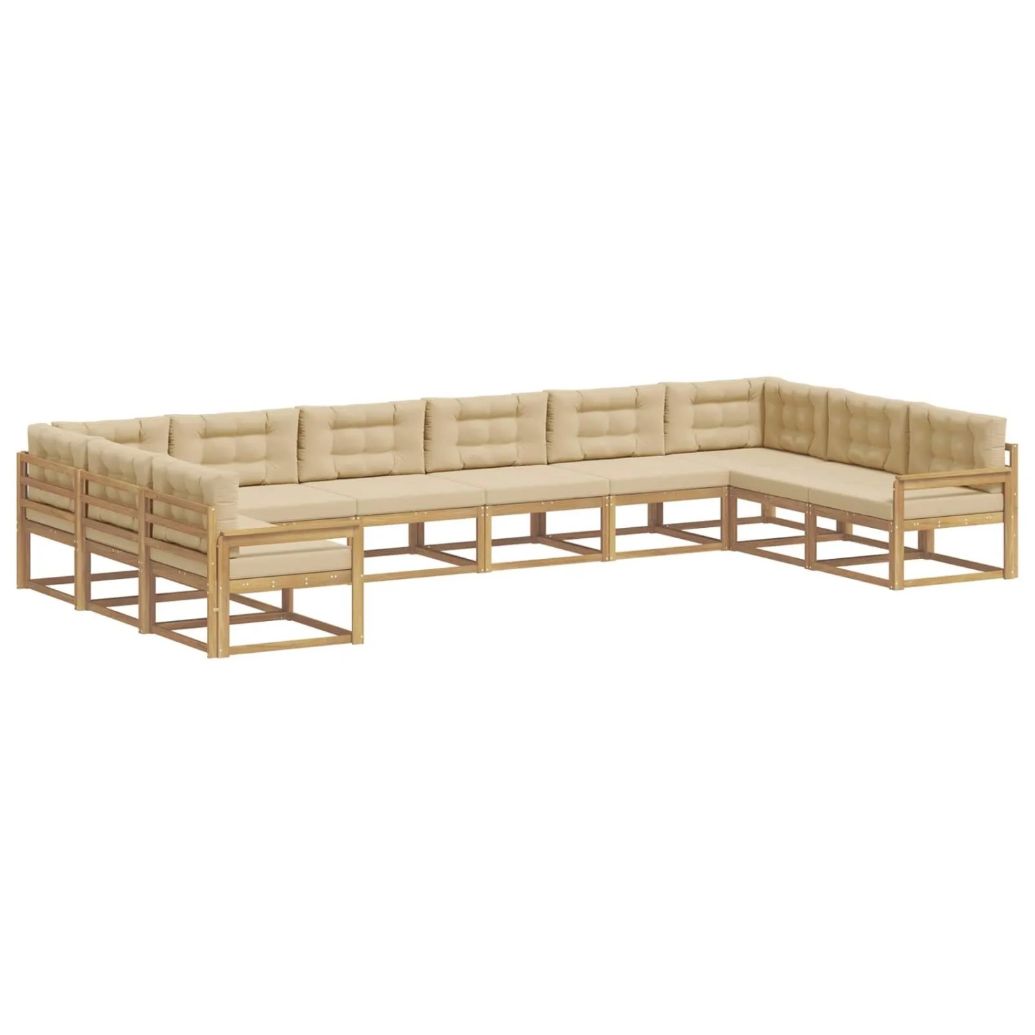 vidaXL Outdoor-Sofagarnitur mit Kissen 10-Tlg Weiß und Beige 3387097