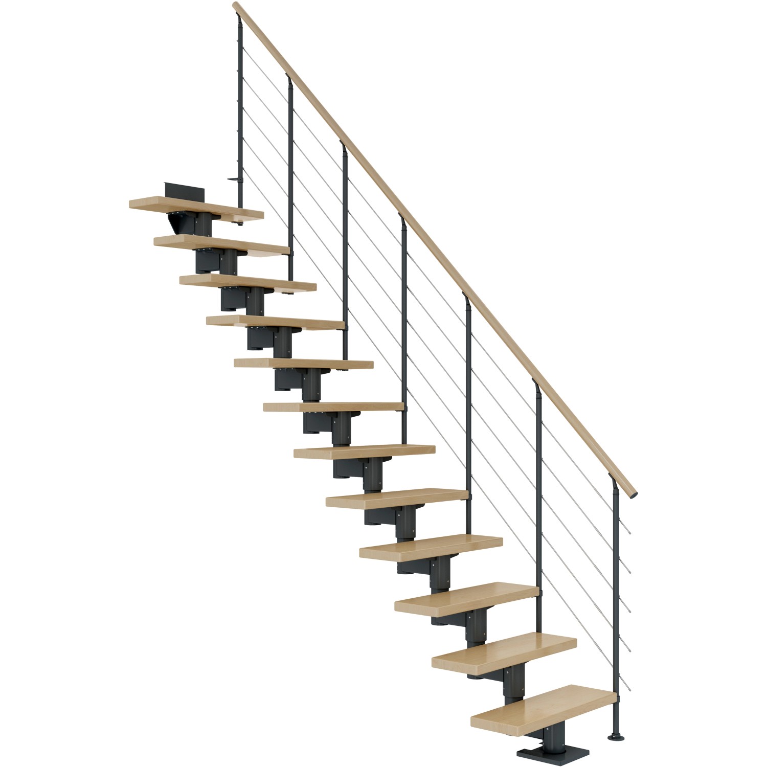 Dolle Mittelholmtreppe Cork Ahorn Anthrazit GH bis 337 cm Gerade 75 cm FSC®