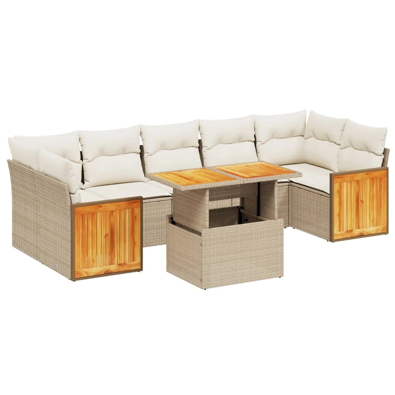 vidaXL 8-Tlg Garten-Sofagarnitur mit Kissen Beige Poly Rattan 3273872 günstig online kaufen