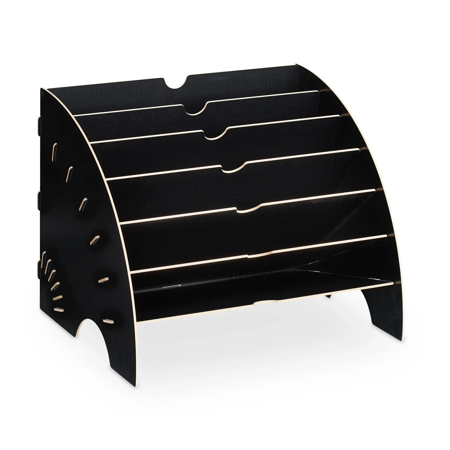 Relaxdays Dokumentenablage MDF Schwarz 6 Fächer 27 cm x 34 cm x 27 cm 1,6 kg