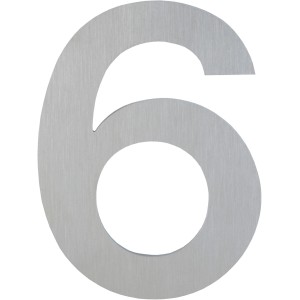 AnsaPro Hausnummer 6 aus Edelstahl, gebürstet und modern.