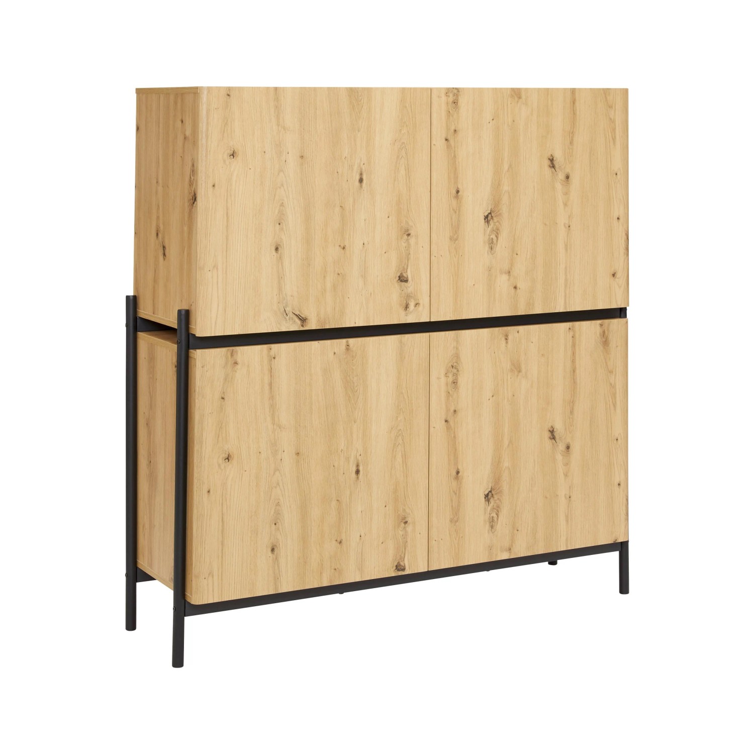 Bessagi Home Highboard Jasmina Schwarz/Eichefarben MDF/Metall