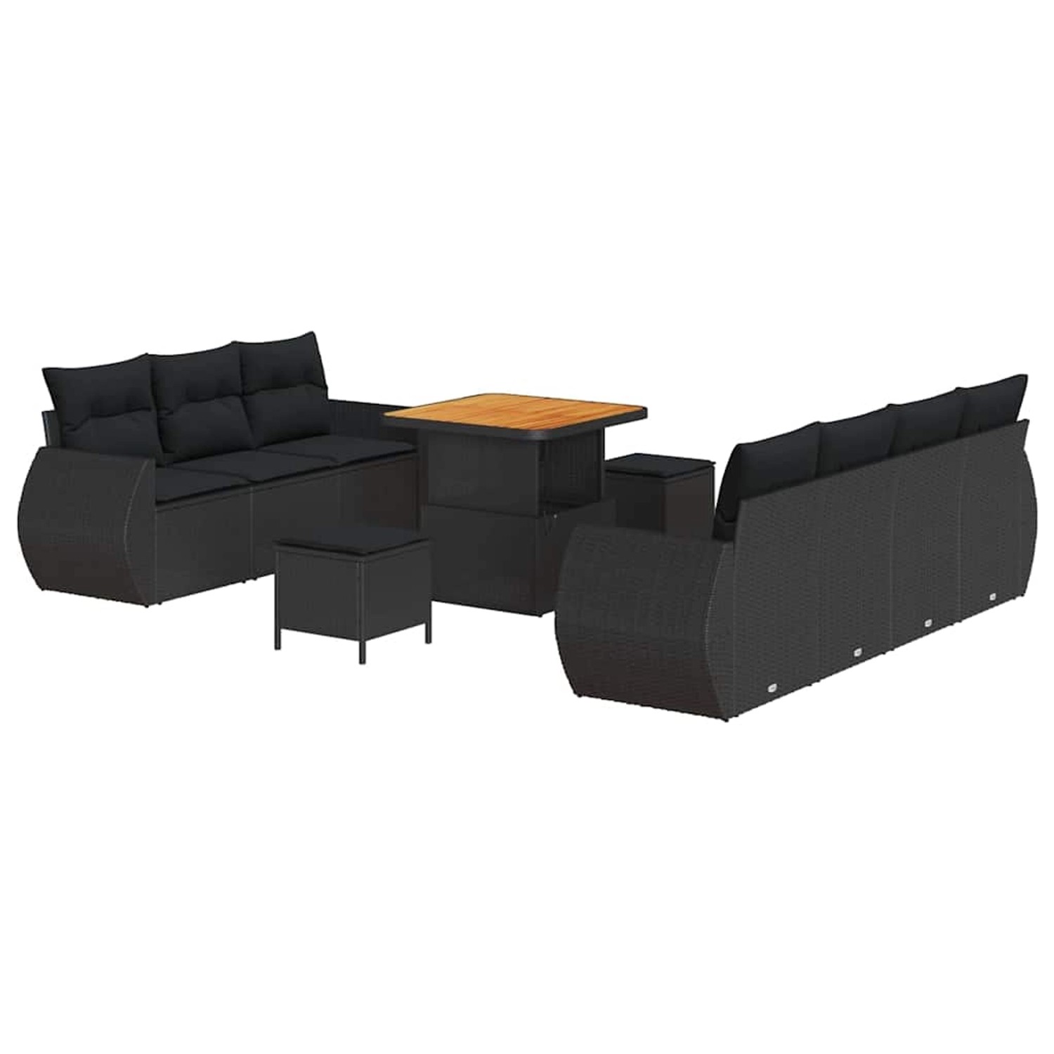 vidaXL 10-Teiliges Garten Sofa Set mit Kissen Schwarz Poly Rattan Akazie 33 günstig online kaufen