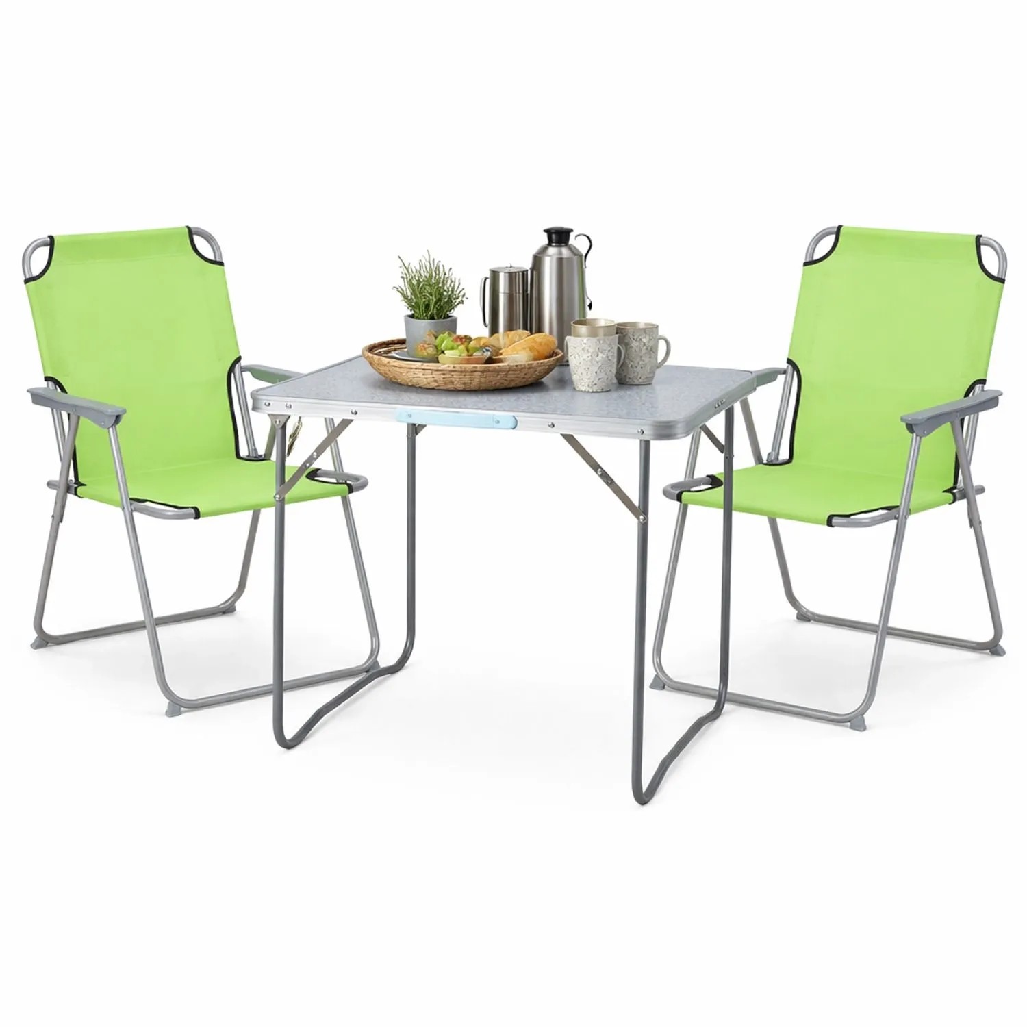 Mojawo XL 3teiliges Campingmöbel Set Alu mit Tragegriff Camping 80x60x68cm Limegrün