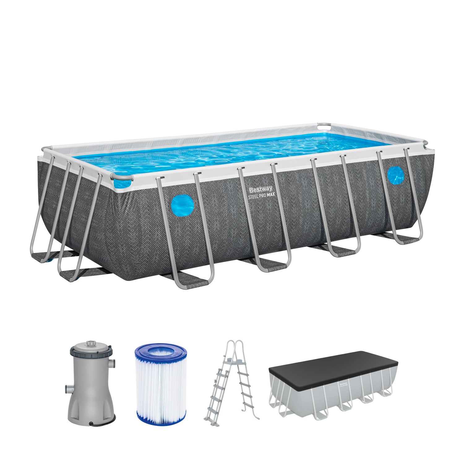 Bestway Frame Pool-Set Steel Pro Max Splashview 488 cm x 244 cm x 122 cm günstig online kaufen