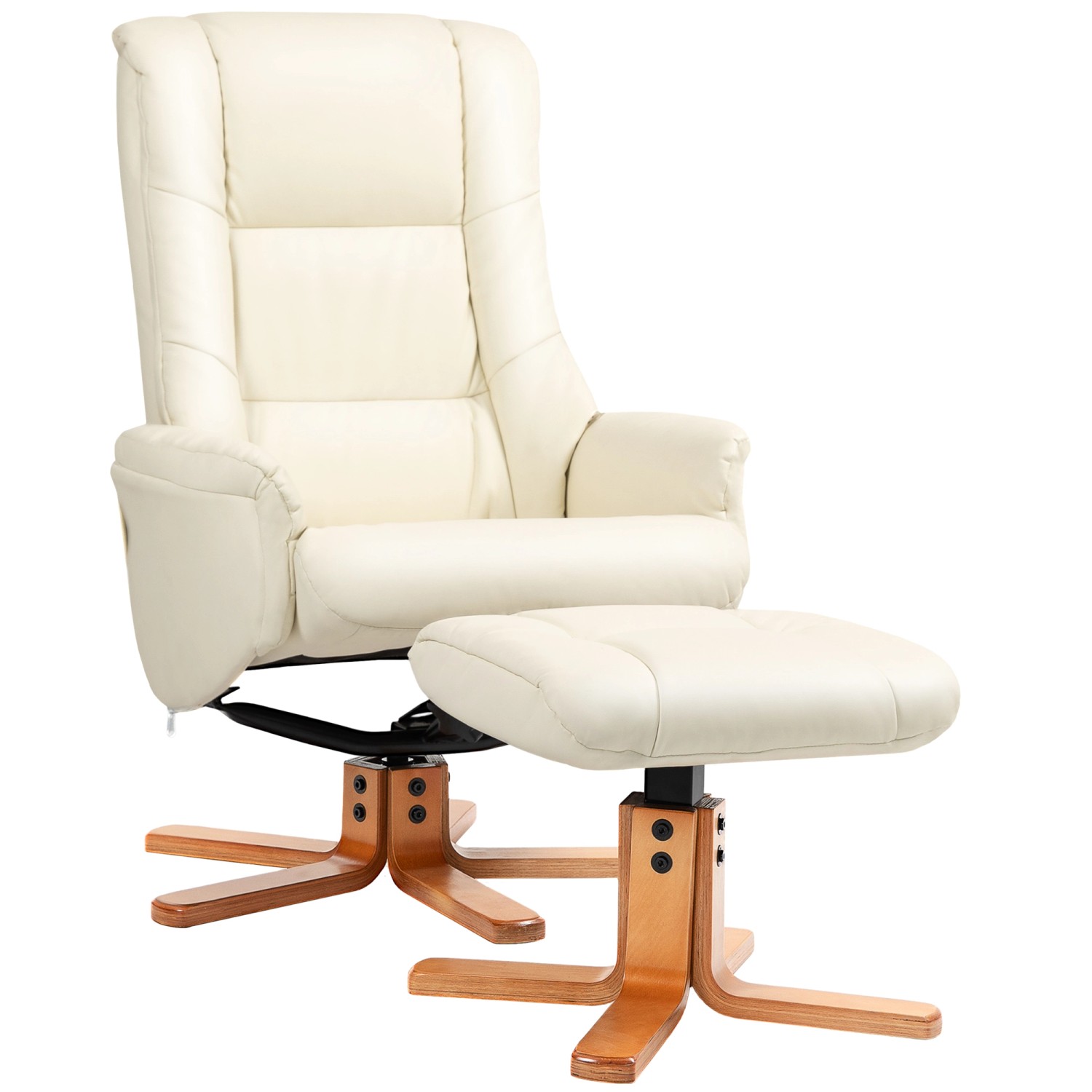 HOMCOM Relaxsessel mit Hocker Liegefunktion Wippfunktion Kunstleder Cremewe günstig online kaufen