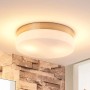 Moderne, runde Lindby Deckenlampe Amilia für Bad, 2-flammig, Metall Nickel satiniert, spritzwassergeschützt.