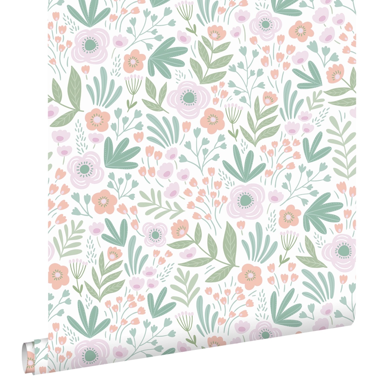 ESTAhome Tapete Blumen Grün Orange und Violett 50 x 900 cm günstig online kaufen