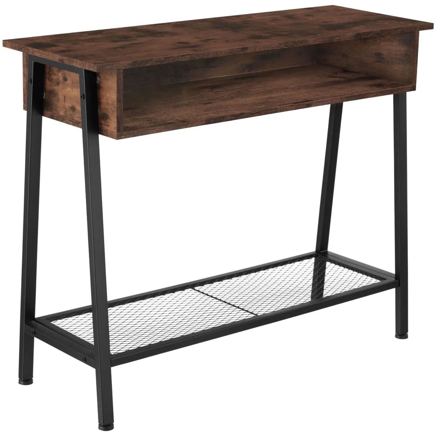Tectake Konsolentisch Tralee Industrial Style Holz und Stahl  100 x 35 x 80 50 cm Industrial Holz Dunkel  Rustikal