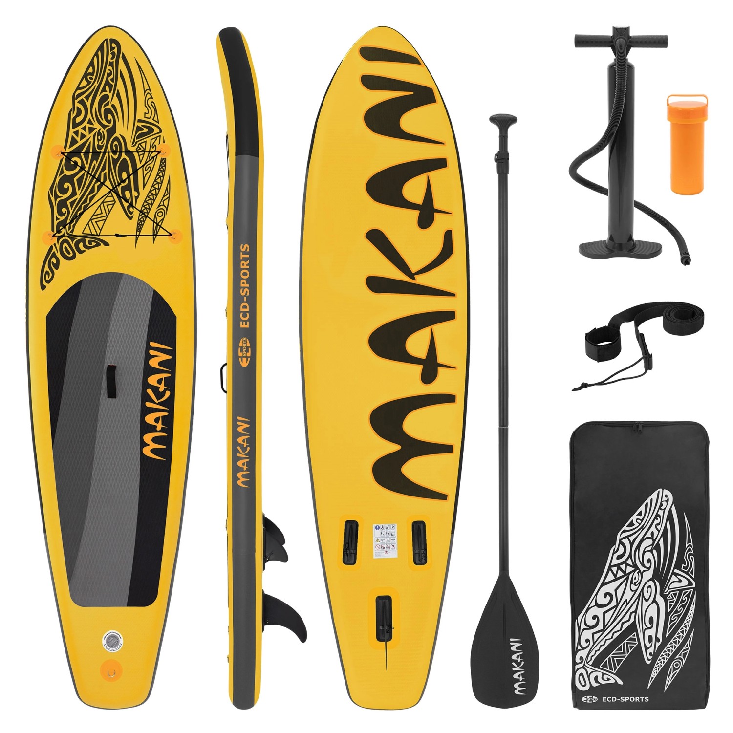 ECD Germany Stand Up Paddle Board Makani 320x80x15 cm Gelb bis 120 kg