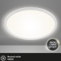 Weiße, runde Brilo LED-Deckenleuchte Slim mit indirekter Beleuchtung und neutralweißem Licht.