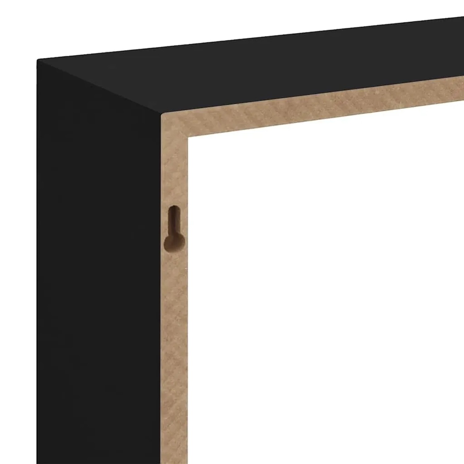 Detailansicht: Schwarzes vidaXL Würfelregal aus MDF, Teil eines 3er-Sets.