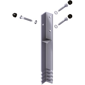 Bodenanker Winnetoo Safety Plus aus Winkelstahl, feuerverzinkt, mit Schrauben und Abdeckkappen.