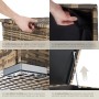 Tectake Auflagenbox Oslo 750L aus Aluminium mit Rattangeflecht, Detailansichten.