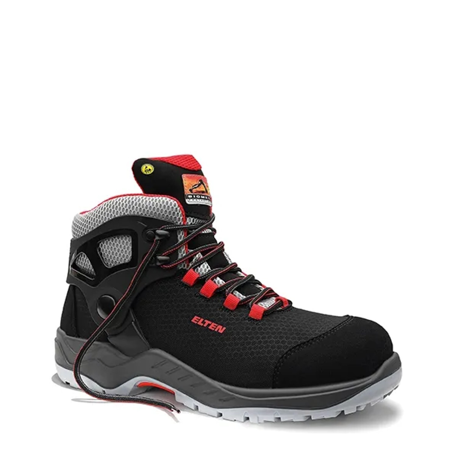 Elten Sicherheitsschnürstiefel Arturo Black-Red Mid Esd S3 Gr. 45