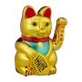 Goldene, batteriebetriebene Winkekatze aus Kunststoff, 30 cm hoch, als Glücksbringer.