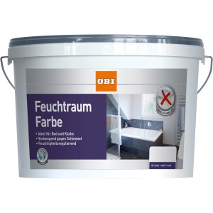 Eimer OBI Feuchtraumfarbe, Weiß matt, ideal für Bad und Küche, schimmelresistent.