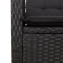 Detailaufnahme: Schwarzer vidaXL Gartensessel aus Polyrattan mit Kissen.
