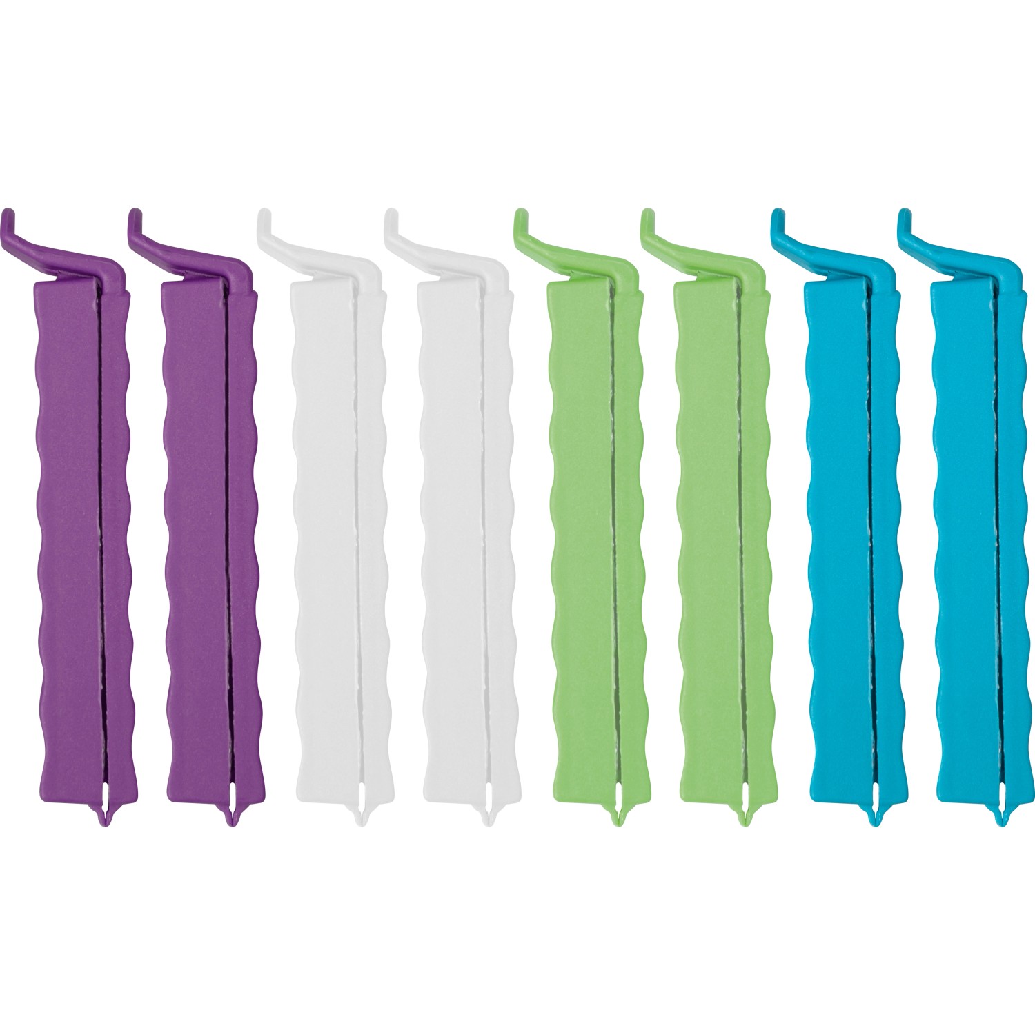 20er Set bunte Beutelclips aus Kunststoff, ideal zum Verschließen und Frischhalten von Lebensmitteln.