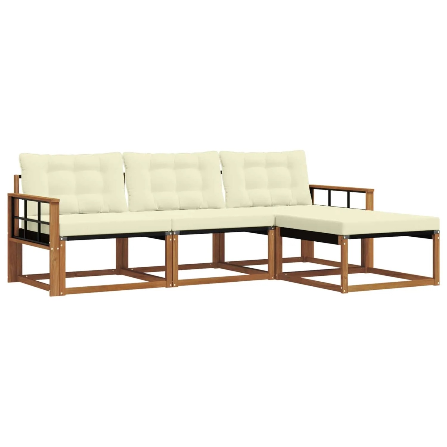 vidaXL Outdoor-Sofagarnitur mit Kissen 4-Tlg Natur und Creme 3369341