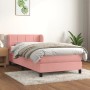 Rosa vidaXL Boxspringbett (90x190 cm) mit Samtbezug, Matratze und Kopfteil.