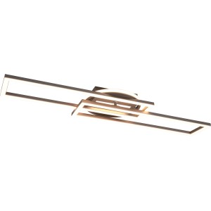 Moderne LED Deckenleuchte Twister in Nickel matt mit Fernbedienung zur Lichtsteuerung.