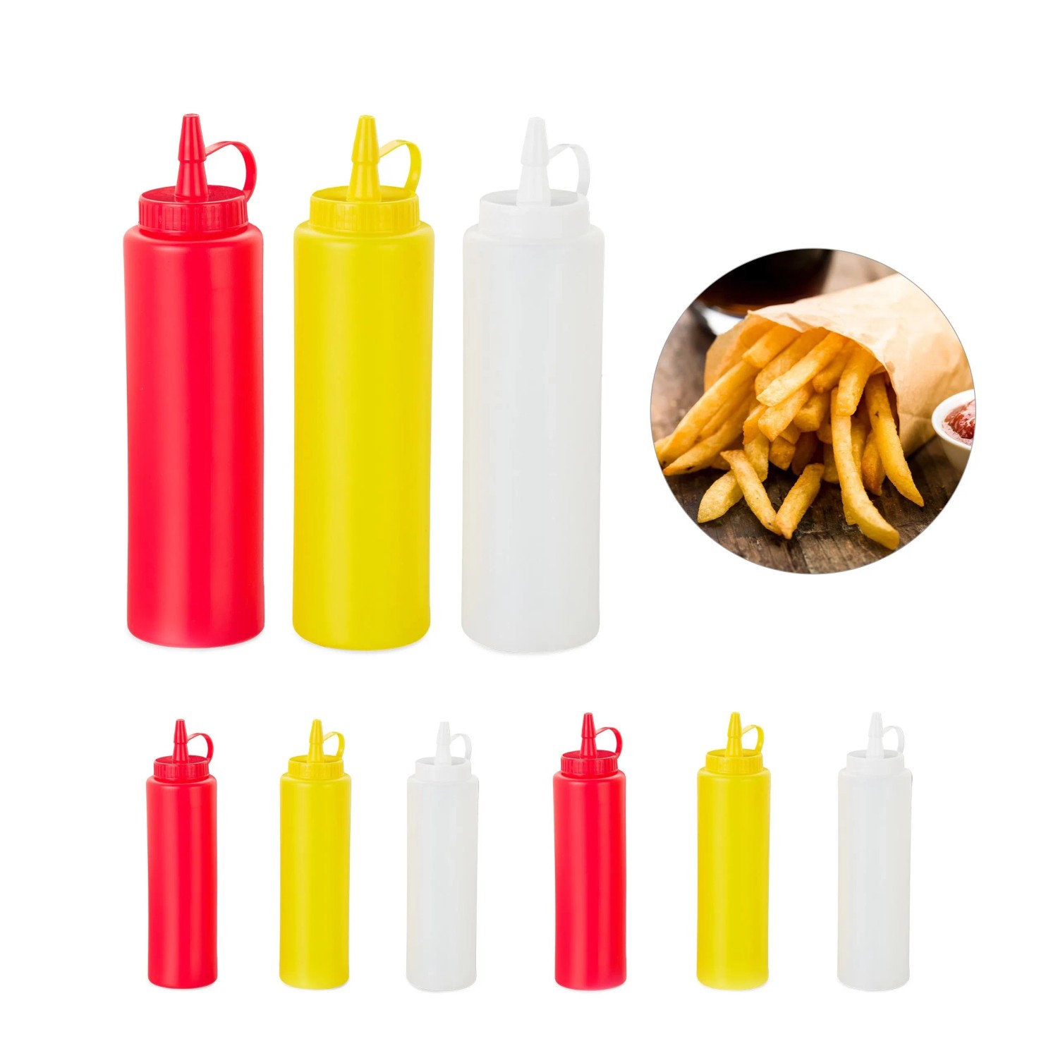 Relaxdays Saucenspender 9er Set Kunststoff Rot Gelb Weiß BPA-frei Spülmaschinenfest 21 cm x 7 cm x 5,5 cm 30 g