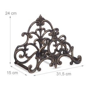 Relaxdays Schlauchhalter Vintage Gusseisen Bronze Wandmontierbar 24 cm x 31,5 cm x 15 cm 0,7 kg