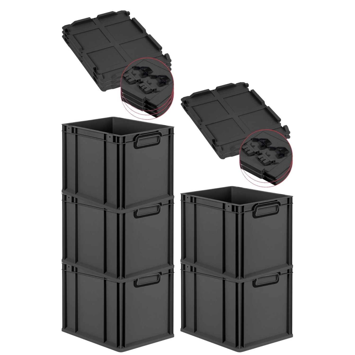 PROREGAL SuperSparSet 5x Eurobox Nextgen Color Mit Scharnierdeckel HxBxT 32 günstig online kaufen