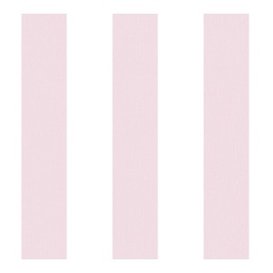 Vliestapete Streifen in Rosa und Weiß für Kinderzimmer, FSC®-zertifiziert.