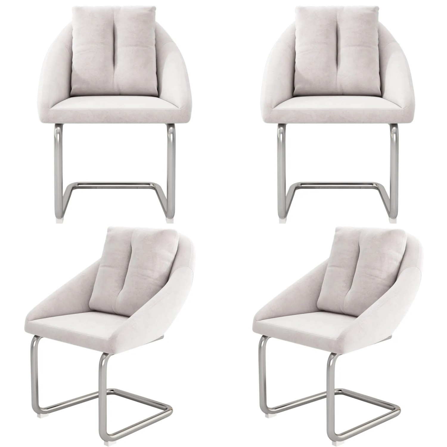 Merax Samt Esszimmerstuhl 4er Set Drehbar mit Kissen Gebogenen Metallbeinen Beige