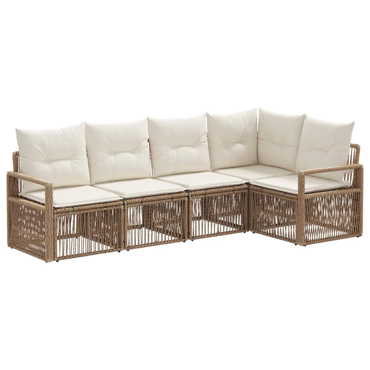 vidaXL Gartensofa-Set 5-Tlg Beige Poly-Rattan 3435711