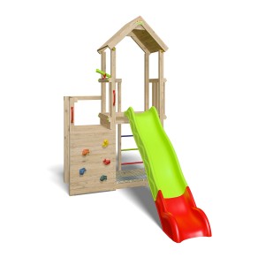 Trigano Spielturm Agile Xplorer mit Rutsche, Kletterwand und Sandkasten.
