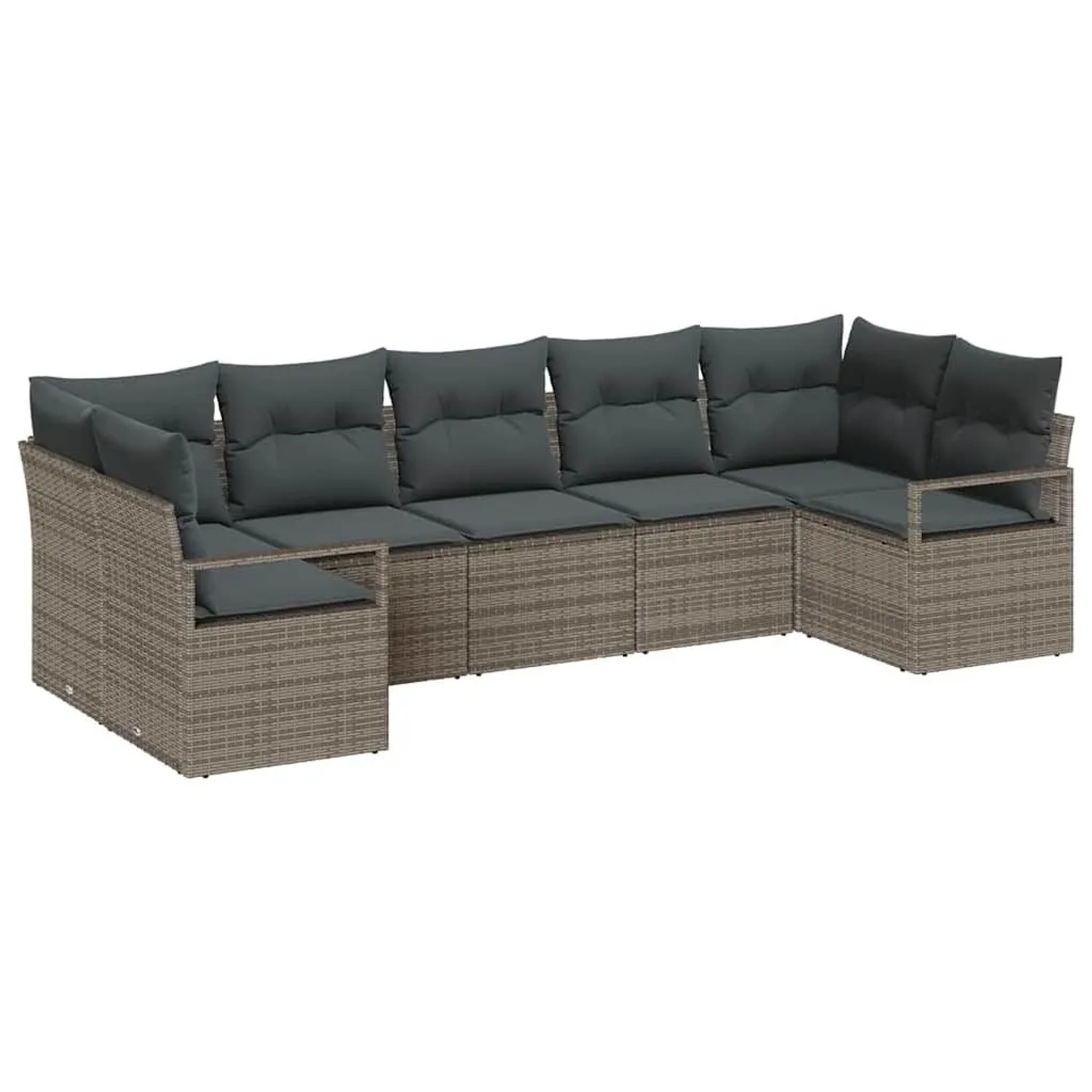 vidaXL Gartensofa-set mit Kissen mit Speicher 7-Tlg Grau Poly-Rattan 335519 günstig online kaufen