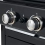 Detailaufnahme: Drehregler und Zündung des schwarzen tepro Gasgrill Mayfield mit 3 Brennern.