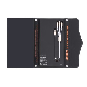 Yard Force Solar Powerbank LX PB21 mit 21W, faltbares Solarmodul und Ladekabel.